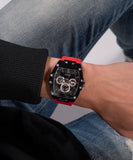 Guess Phoenix Multifunction Black Dial Red Rubber Strap Watch for Men - GW0203G4