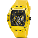 Guess Phoenix Multi Function Black Dial Yellow Rubber Strap Watch for Men - GW0203G6