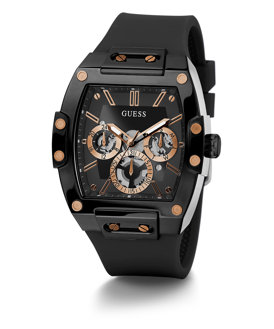 Guess Phoenix Multifunction Black Dial Black Silicone Strap Watch For Men - GW0203G8