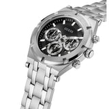 Guess Continental Black Dial Silver Steel Strap Watch for Men - GW0260G1