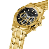 Guess Continental Black Dial Gold Steel Strap Watch for Men - GW0260G2