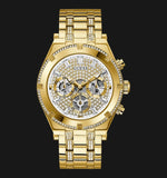 Guess Continental Diamonds Gold Dial Gold Steel Strap Watch for Men - GW0261G2