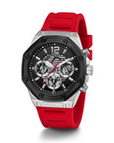 Guess Momentum Black Dial Red Rubber Strap Watch for Men - GW0263G3