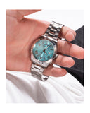 Guess Connoisseur Turquoise Dial Silver Steel Strap Watch for Men - GW0265G11