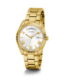 Guess Luna White Dial Gold Steel Strap Watch for Women - GW0308L2