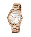 Guess Luna White Dial Rose Gold Steel Strap Watch for Women - GW0308L3