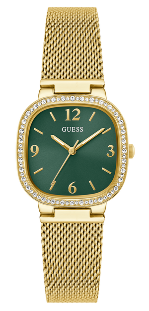 Guess Quartz Green Dial Gold Mesh Strap Watch For Women - GW0354L5