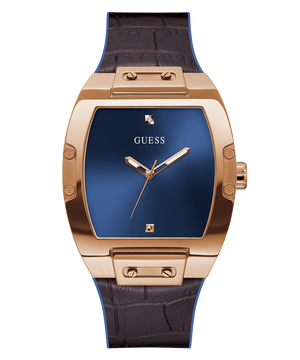 Guess Phoenix Blue Dial Brown Leather Strap Watch for Men - GW0386G2