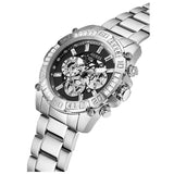 Guess Trophy Chronograph Diamonds Black Dial Silver Steel Strap Watch for Men - GW0390G1