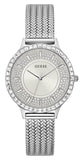 Guess Soiree Diamonds Silver Dial Silver Mesh Bracelet Watch for Women - GW0402L1