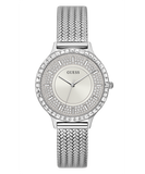 Guess Soiree Diamonds Silver Dial Silver Mesh Bracelet Watch for Women - GW0402L1