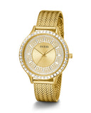 Guess Soiree Diamonds Gold Dial Gold Mesh Bracelet Watch for Women - GW0402L2