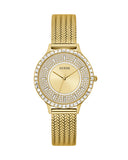 Guess Soiree Diamonds Gold Dial Gold Mesh Bracelet Watch for Women - GW0402L2