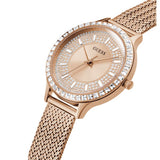 Guess Soiree Diamonds Rose Gold Dial Rose Gold Mesh Bracelet Watch for Women - GW0402L3