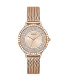 Guess Soiree Diamonds Rose Gold Dial Rose Gold Mesh Bracelet Watch for Women - GW0402L3