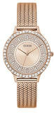 Guess Soiree Diamonds Rose Gold Dial Rose Gold Mesh Bracelet Watch for Women - GW0402L3