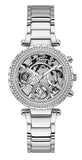 Guess Solstice Diamonds Silver Dial Silver Steel Strap Watch for Women - GW0403L1