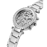 Guess Solstice Diamonds Silver Dial Silver Steel Strap Watch for Women - GW0403L1