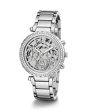 Guess Solstice Diamonds Silver Dial Silver Steel Strap Watch for Women - GW0403L1