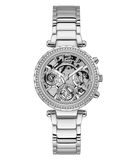 Guess Solstice Diamonds Silver Dial Silver Steel Strap Watch for Women - GW0403L1