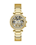 Guess Solstice Diamonds Gold Dial Gold Steel Strap Watch for Women - GW0403L2