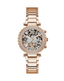 Guess Solstice Diamonds Rose Gold Dial Rose Gold Steel Strap Watch for Women - GW0403L3