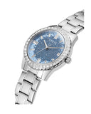 Guess Glitter Burst Diamonds Blue Dial Silver Steel Strap Watch for Women - GW0405L1