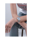 Guess Glitter Burst Diamonds Blue Dial Silver Steel Strap Watch for Women - GW0405L1