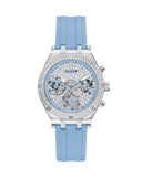 Guess Heiress Diamonds Blue Dial Blue Rubber Strap Watch for Women - GW0407L1