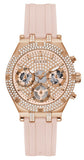 Guess Heiress Diamonds Rose Gold Dial Pink Rubber Strap Watch for Women - GW0407L3