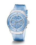 Guess Athena Active Life Clear White Dial Blue Rubber Strap Watch for Women - GW0409L1