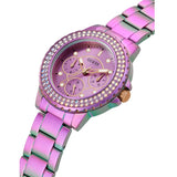 Guess Crown Jewel Diamonds Purple Dial Purple Steel Strap Watch for Women - GW0410L4