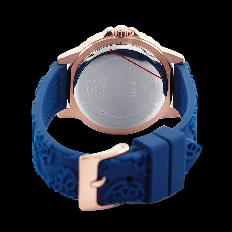 Guess Crown Jewel Diamonds White Dial Blue Rubber Strap Watch for Women - GW0411L2