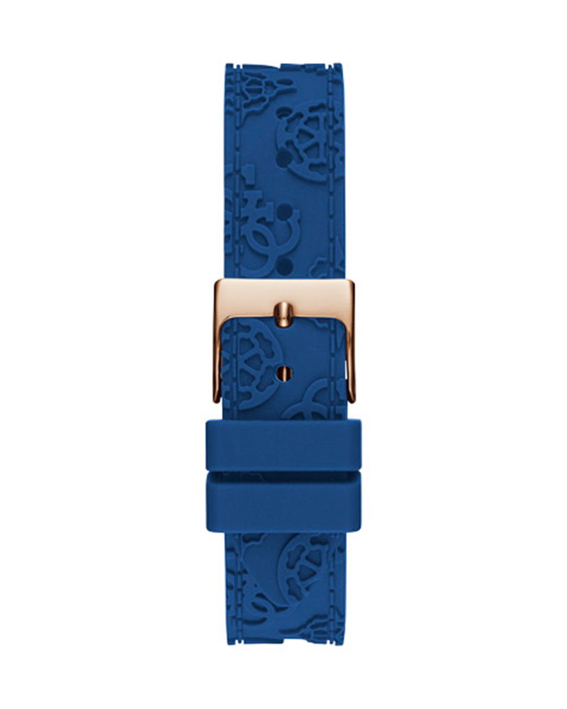 Guess Crown Jewel Diamonds White Dial Blue Rubber Strap Watch for Women - GW0411L2