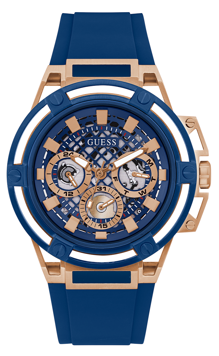 Guess Matrix Multifunction Blue Dial Blue Rubber Strap Watch for Men - GW0423G4