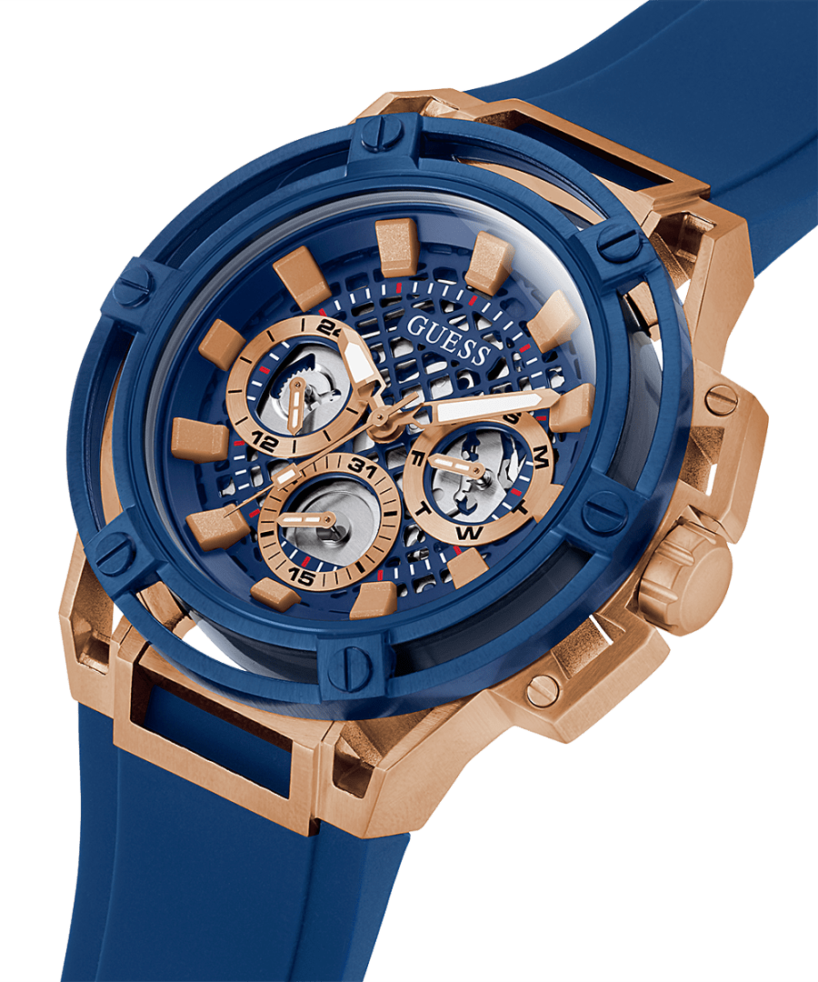 Guess Matrix Multifunction Blue Dial Blue Rubber Strap Watch For Men - GW0423G1