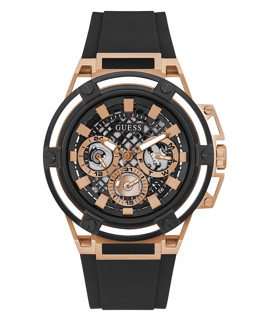 Guess Matrix Multifunction Black Dial Black Rubber Strap Watch For Men - GW0423G5