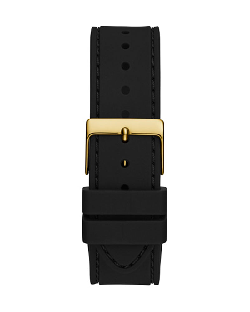 Guess Princess Crystals Gold Dial Black Silicone Strap Watch For Women - GW0439L2
