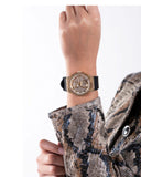 Guess Princess Crystals Gold Dial Black Silicone Strap Watch For Women - GW0439L2