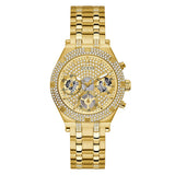 Guess Heiress Multifunction Diamonds Gold Dial Gold Steel Strap Watch for Women - GW0440L2