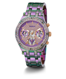 Guess Heiress Multifunction Diamonds Purple Dial Purple Steel Strap Watch for Women - GW0440L3