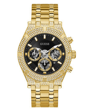 Guess Multifunction Diamonds Black Dial Gold Steel Strap Watch for Men - GW0455G2