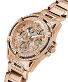 Guess Queen Multifunction Rose Gold Dial Rose Gold Steel Strap Watch For Women - GW0464L3