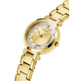 Guess Crystal Clear Analog Gold Dial Gold Steel Strap Watch for Women - GW0470L2