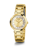 Guess Crystal Clear Analog Gold Dial Gold Steel Strap Watch for Women - GW0470L2