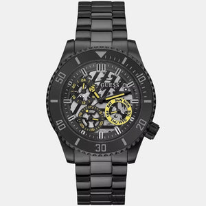 Guess Axel Multifunction Black Dial Black Steel Strap Watch For Men - GW0488G3