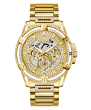 Guess Queen Quartz Gold Dial Gold Steel Strap Watch For Men - GW0497G2