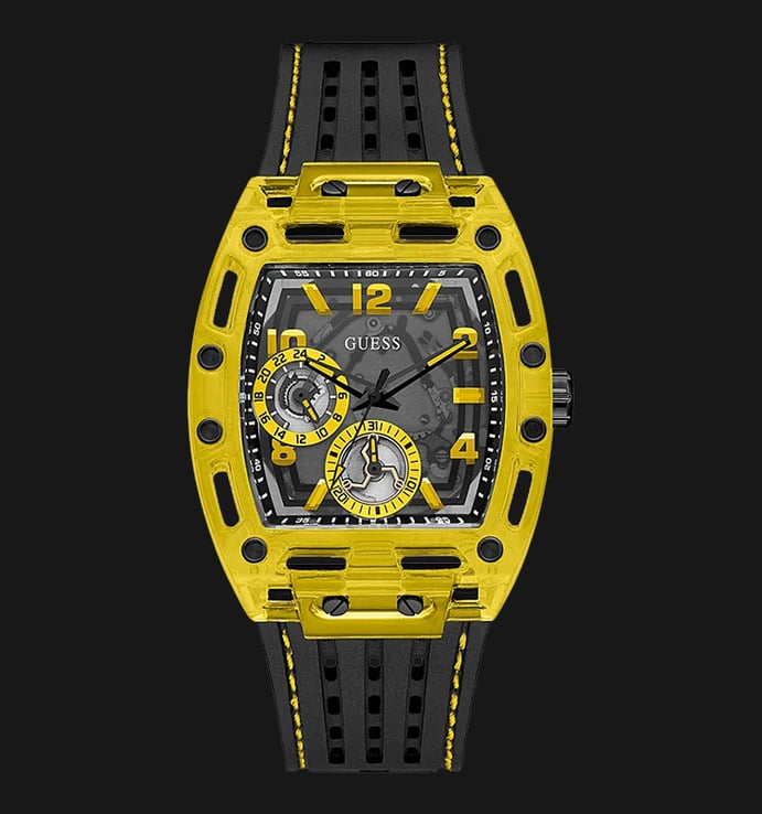 Guess Phoenix Chronograph Black Dial Black Rubber Strap Watch for Men - GW0499G2
