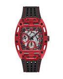 Guess Phoenix Multifunction Analog Red Dial Black Silicone Strap Watch For Men - GW0499G4