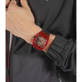 Guess Phoenix Multifunction Analog Red Dial Black Silicone Strap Watch For Men - GW0499G4